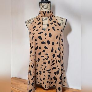 La GALLERIA Leopard Print Sleeveless Halter Top size L